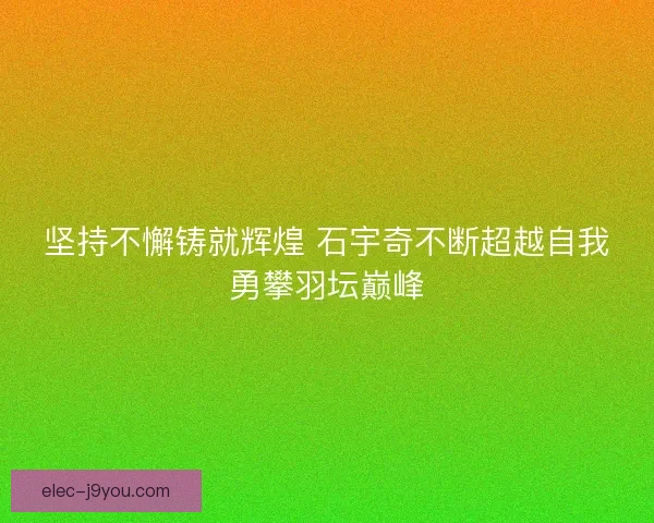 坚持不懈铸就辉煌 石宇奇不断超越自我勇攀羽坛巅峰